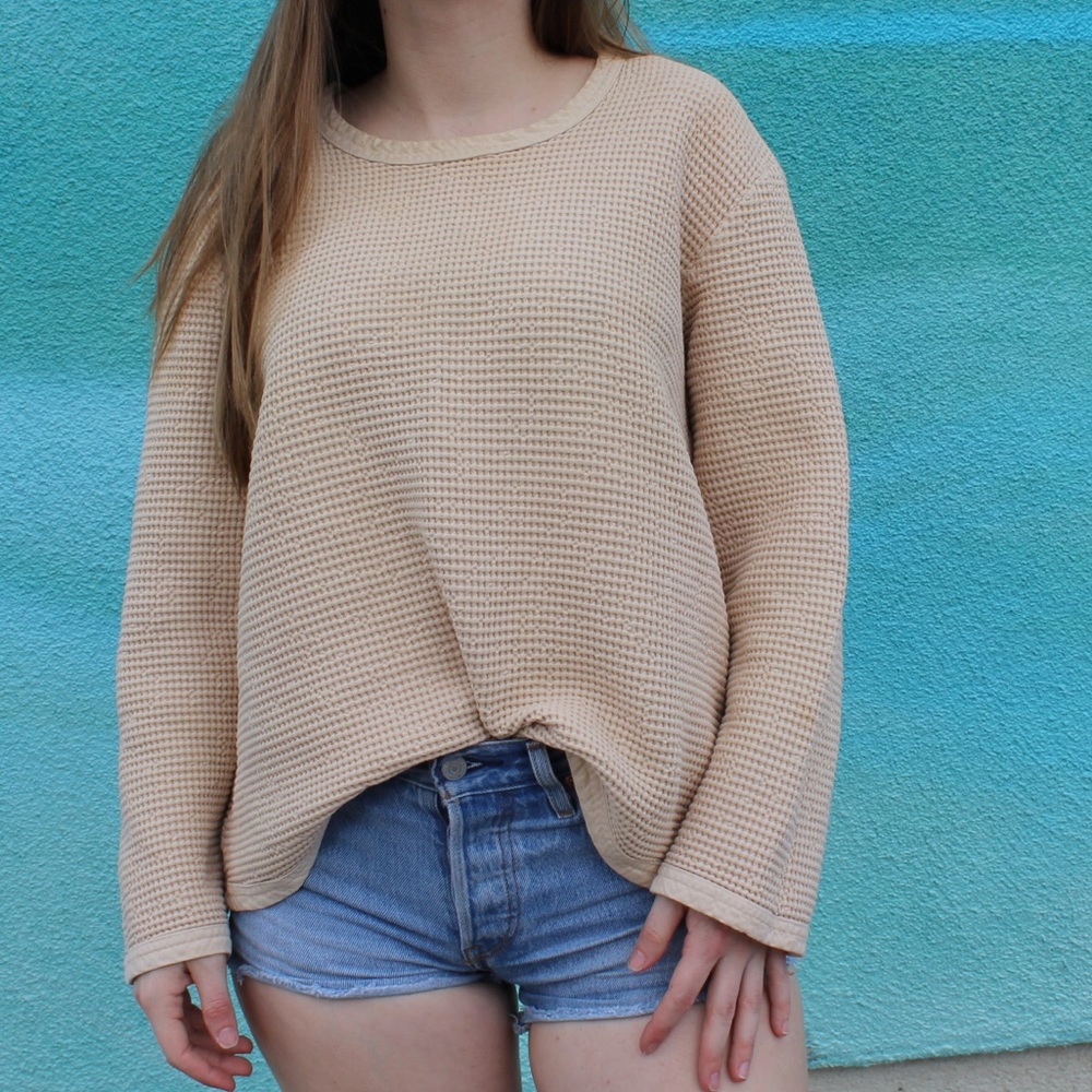 Retro Cream Patterned Long Sleeve Sweater Top 🐡